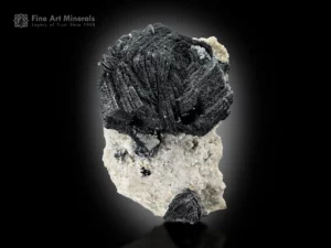Pristine hematite flower crystal with metallic luster on albite matrix from Tormiq Valley, Pakistan.