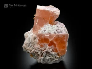 Peach colored morganite crystal in association with albite matrix.