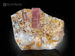 Self-standing light pink pink topaz crystal embedded in a hard matrix from Katlang Mardan District, Pakistan