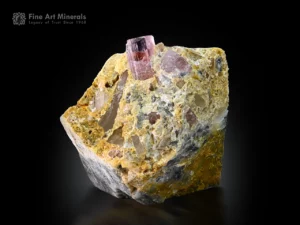 Self-standing light pink pink topaz crystal with quartz on a hard matrix from Katlang Mardan District, Pakistan