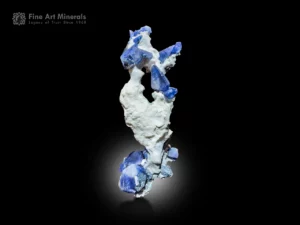 Sapphire blue benitoite crystals with neptunite on white natrolite matrix from the Dallas Gem Mine, California