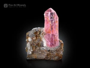 Gemmy pink topaz crystal on natural matrix from Katlang, Pakistan.