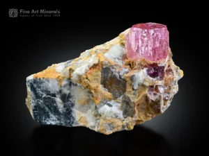 Pink topaz crystal on natural matrix from Katlang, Pakistan