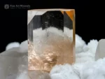 Gemmy golden topaz crystal on white cleavelandite matrix with quartz from Dassu, Pakistan