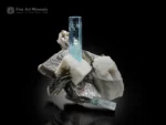 Aquamarine crystal with feldspar and muscovite blue beryl mineral specimen
