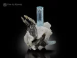 Aquamarine crystal with feldspar and muscovite blue beryl mineral specimen