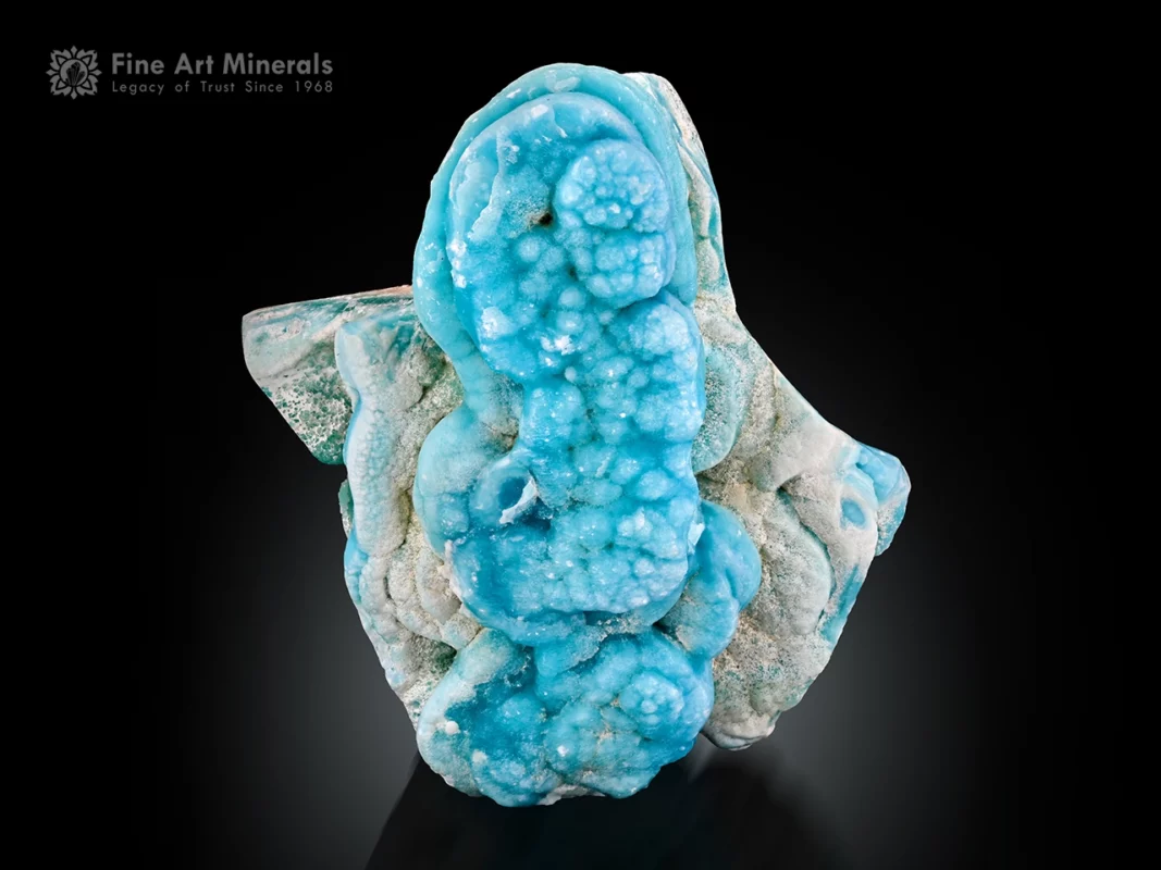 vibrant blue botryoidal aragonite specimen from Imam Rabat, Helmand, Afghanistan