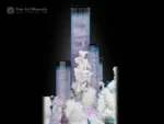 Blue lilac tourmaline crystal cluster on cleavelandite matrix, repaired specimen.