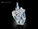 Blue lilac tourmaline crystal cluster on cleavelandite matrix, repaired specimen.