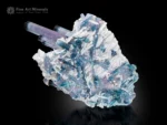 Blue lilac tourmaline crystal cluster on cleavelandite matrix, repaired specimen.