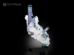 Blue lilac tourmaline crystal cluster on cleavelandite matrix, repaired specimen.