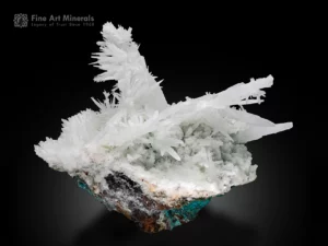 white calcite crystals with chrysocolla on matrix from Wadh Mine, Pakistan
