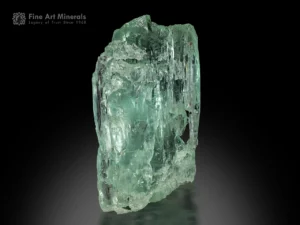 Etched aquamarine crystal with green-blue color and vertical striations from Jaqueto Mine.