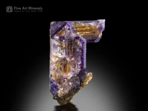 Geometric fluorite crystal with lavender and honey tones from Linxi County, Inner Mongolia, China.