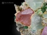 Multi-mineral specimen, morganite, kunzite, quartz, tourmaline, albite, self-standing crystal