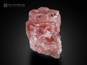 Pink apatite crystal with good shape and luster from Chumar Bakhoor, Pakistan.