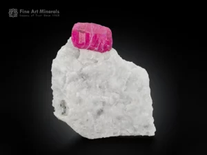 Ruby crystal on white matrix corundum mineral specimen