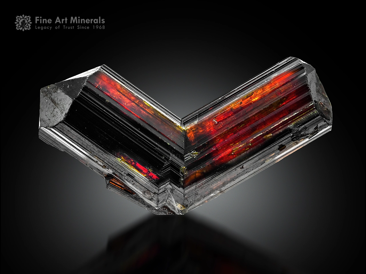 Rutile crystal with metallic luster and red internal reflections from Zagi Pakistan.