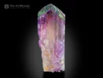 Spodumene var. kunzite crystal showing purple and green hues with etched termination.