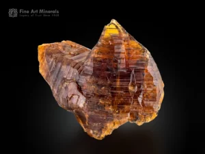 Brown synchysite crystal with stepped growth and natural luster from Zagi Mountain, Pakistan.