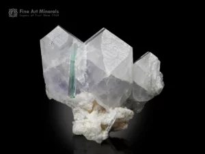 Viitaniemiite crystal with twinning on albite matrix with tourmaline association.