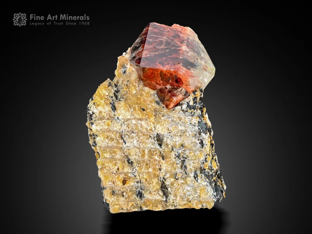 Zircon crystal on matrix Astore Valley, Gilgit Baltistan, Pakistan, self-standing specimen.