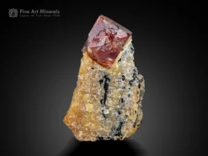 Zircon crystal on matrix Astore Valley, Gilgit, Baltistan, Pakistan, red color self-standing specimen.
