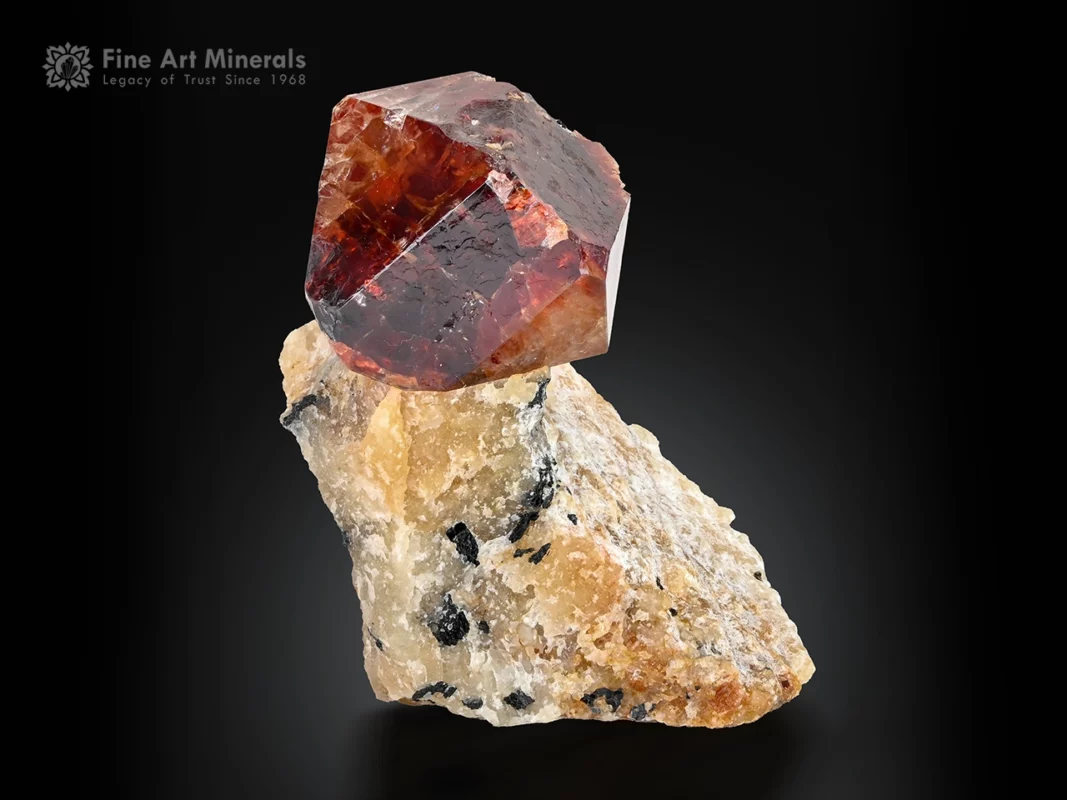 Zircon crystal on matrix, Astore Valley, Gilgit Baltistan, Pakistan, red color, sharp termination, specimen.