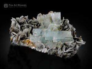 Aquamarine crystals on muscovite matrix from Pakistan.