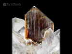Reddish-brown Brookite crystal associated with sparkling Quartz crystals.