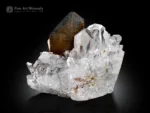 Reddish-brown Brookite crystal associated with sparkling Quartz crystals.