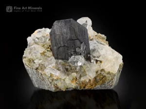 Brookite crystals on sparkling quartz matrix showing sharp form and natural contrast.