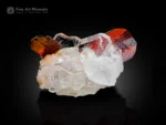 Fiery red brookite crystals with phantom on glittering quartz matrix from Pakistan.