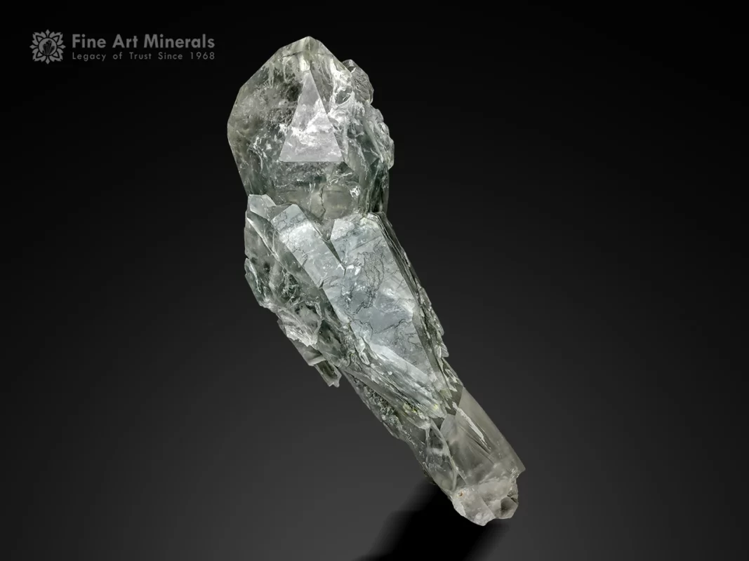 Sculptural chlorite and Byssolite included quartz crystal with superb luster.