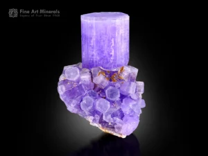 Purple apatite crystal with hexagonal form on a cluster matrix from Mawi Pegmatite.