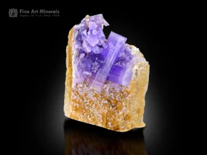 Purple apatite crystal cluster with tiny quartz on matrix from Mawi Pegmatite.