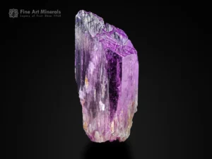 High-quality Kunzite crystal from Afghanistan with etched termination, vivid pink violet color, excellent clarity, and luster.
