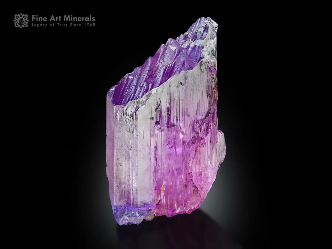 7 cm Kunzite crystal from Afghanistan with lilac color, vertical striations, and natural termination.