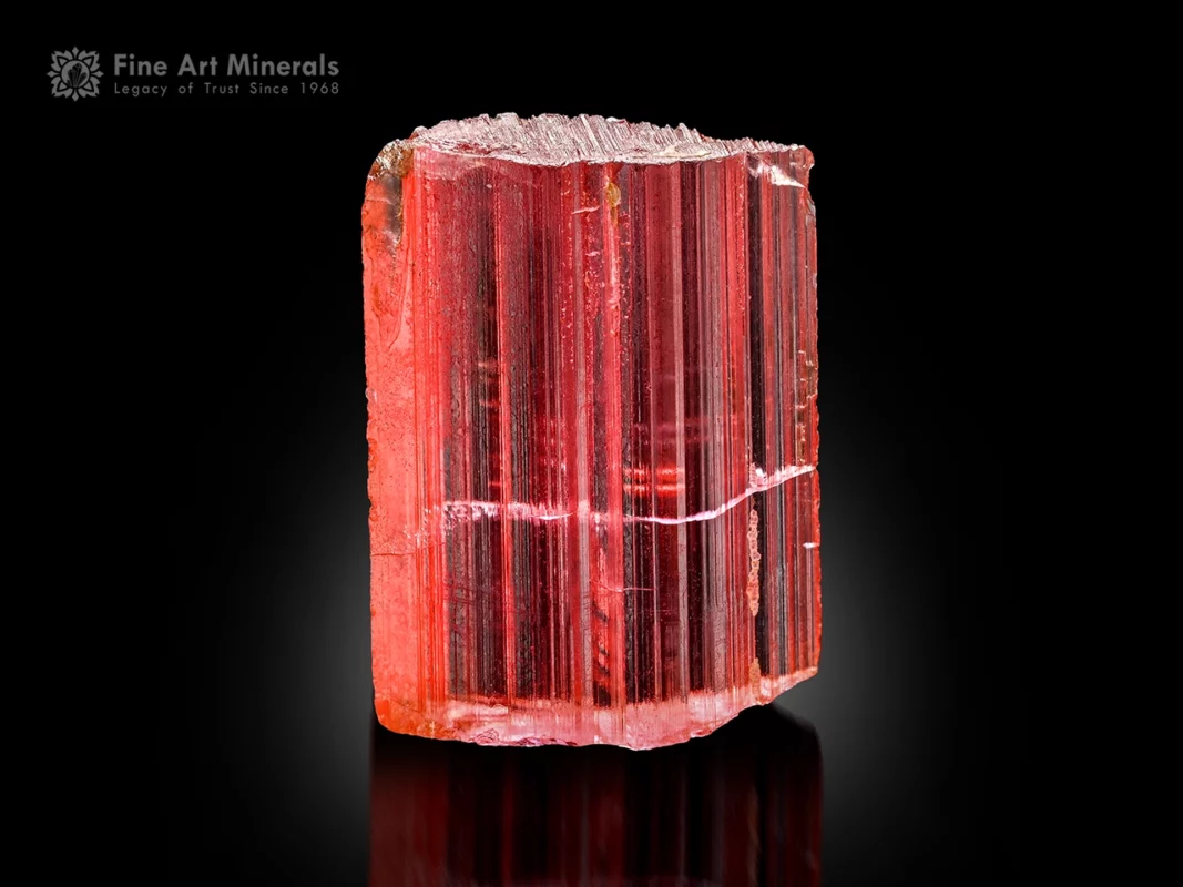 Gemmy raspberry-red Vayrynenite crystal from Shengus Gilgit-Baltistan, Pakistan.