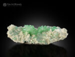 Mint-green apophyllite crystals on white stilbite matrix from Pashan Hill Quarry, India.