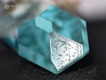 Transparent icy-blue aquamarine crystal with sharp termination on albite matrix with schorl from Shigar Valley.