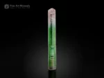 Doubly terminated tourmaline crystal displaying superb green and pink colors with pointed terminations.