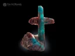 Neon blue cuprian Paraiba tourmaline crystal on quartz matrix with vibrant color and attractive crystal growth.