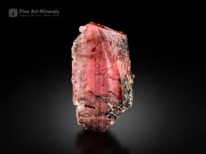 Pinkish-red vayrynenite crystal with good transparency and vitreous luster from Shengus, Pakistan