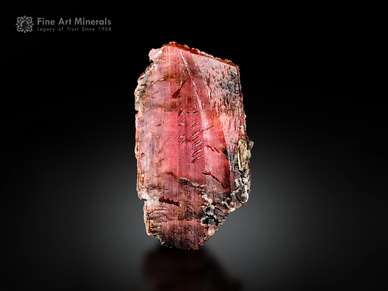 Fine Vayrynenite Crystal Pakistan (2) Pinkish-red vayrynenite crystal with good transparency and vitreous luster from Shengus, Pakistan