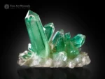 Green Fuchsite-Included Quartz crystal cluster on quartz matrix from Madagascar.