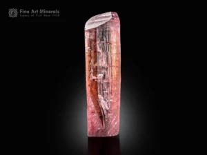 Transparent pink tourmaline crystal with sharp termination and gemmy quality.