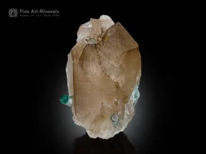 Green-blue capped tourmaline crystals associated with smoky quartz, displaying attractive color and natural crystal form