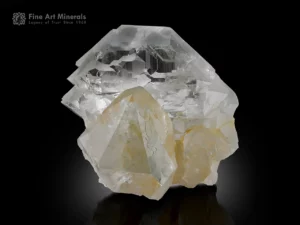 Clear Gwindel Quartz crystals on greyish Quartz matrix with glassy luster.