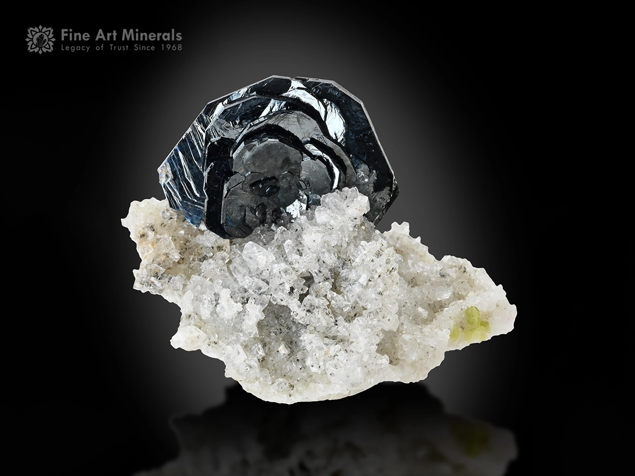 Hematite Tormiq Valley, Pakistan Metallic Hematite crystal on contrasting white matrix from Pakistan.